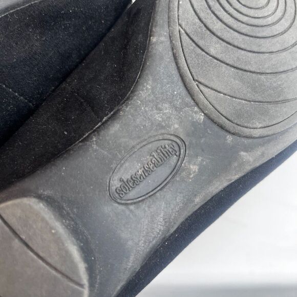 Sole Senseability Black Slip On Studded Jeweled Toe Flat Ballet Shoe Size 9M - Picture 8 of 10